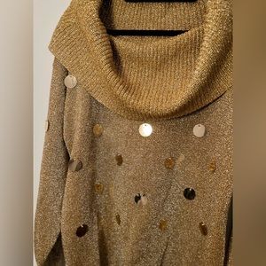 Cowl-Neck Metallic Sweater